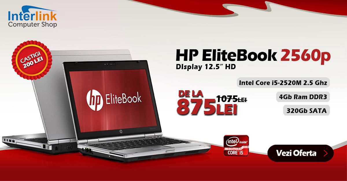 Laptop HP EliteBook 2560p cu procesor Intel Core i5, 4Gb DRR3 si 320Gb spatiu de stocare!