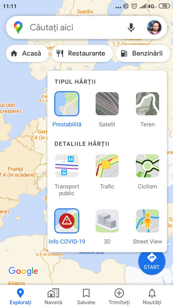 Google Maps ne arată acum și situația COVID-19