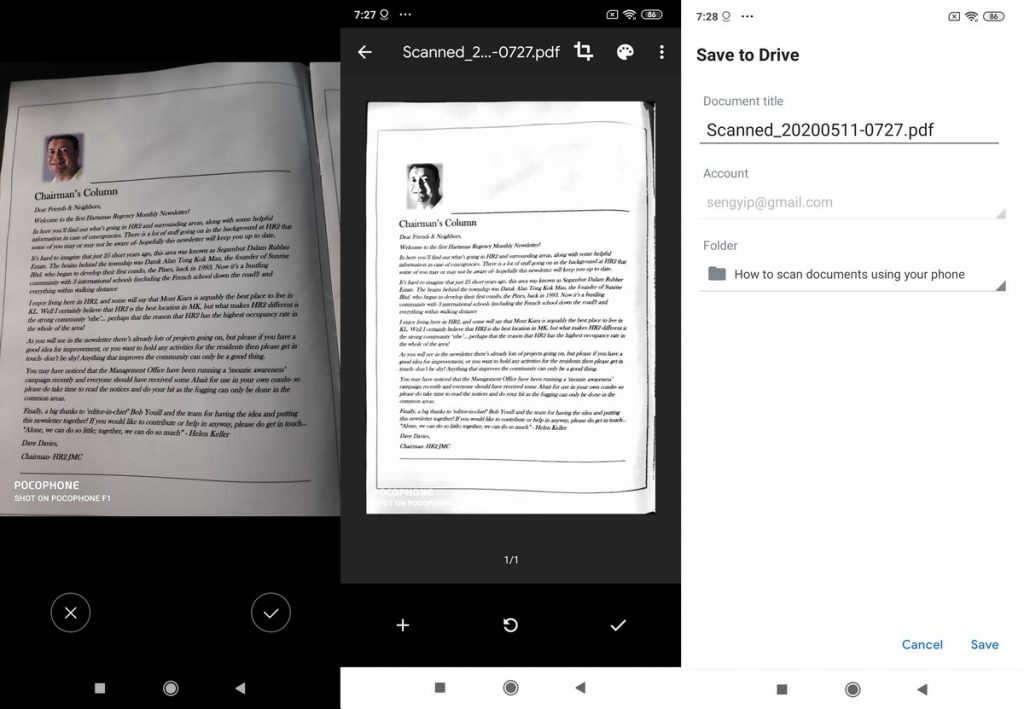 Scanați documente cu telefonul, utilizând Google Drive