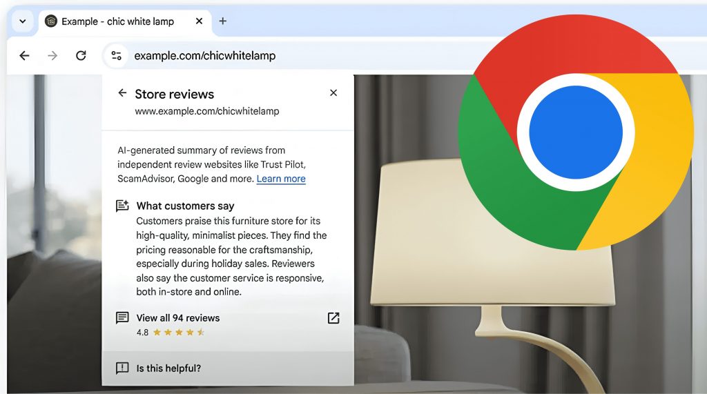 Chrome afișează review-uri AI pentru produse online