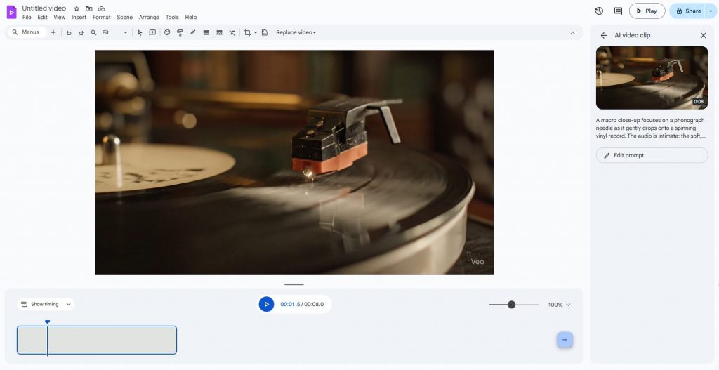 Google Vids – editare video în Drive direct din browser