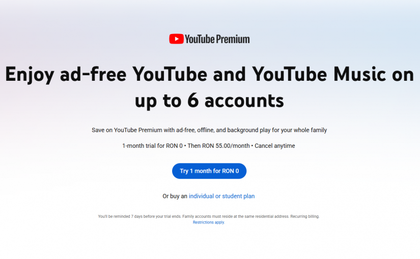 YouTube începe să verifice conturile abonaților Premium Family