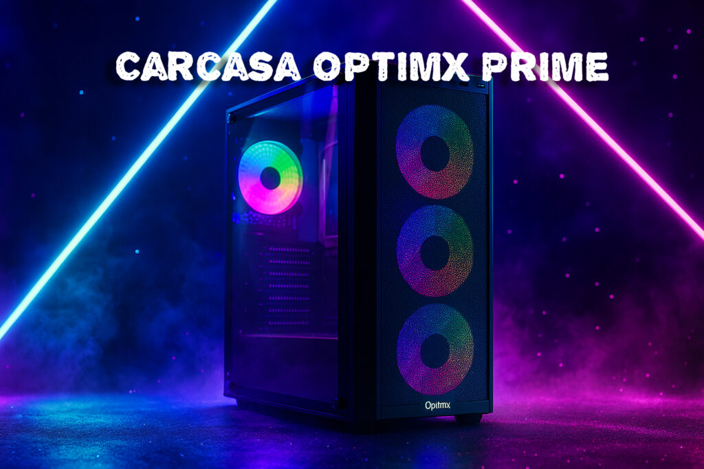 Carcasa OptimX Prime middle tower ATX fără sursă cu 4 ventilatoare RGB, panou lateral sticlă