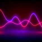 Abstract neon wave lines on black background