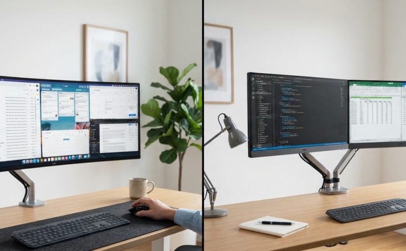 Monitor ultrawide sau două monitoare? Ce alegi în 2026?