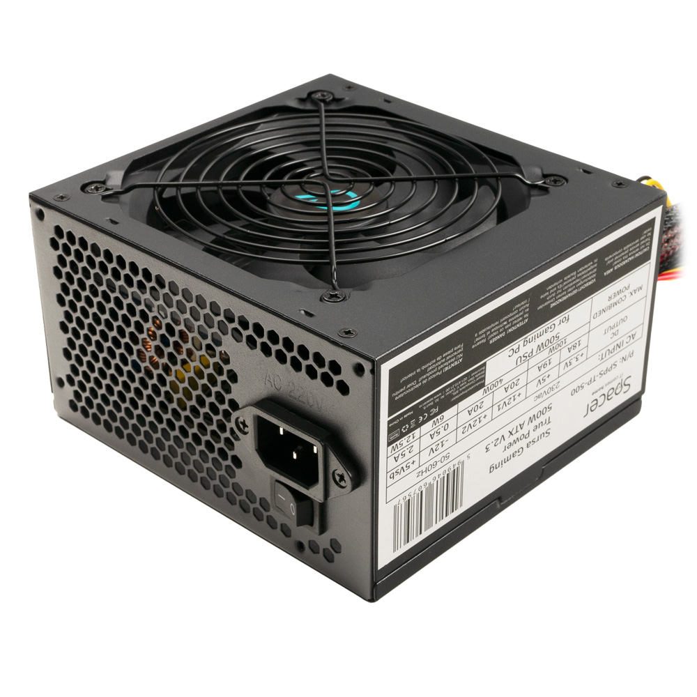 Sursa Noua SPACER True Power TP50 500W, PFC activ, fan 120mm, MB (20+4) x1, CPU (4+4) x1, PCI-E (6+2) x2, SATA x5, Molex x1