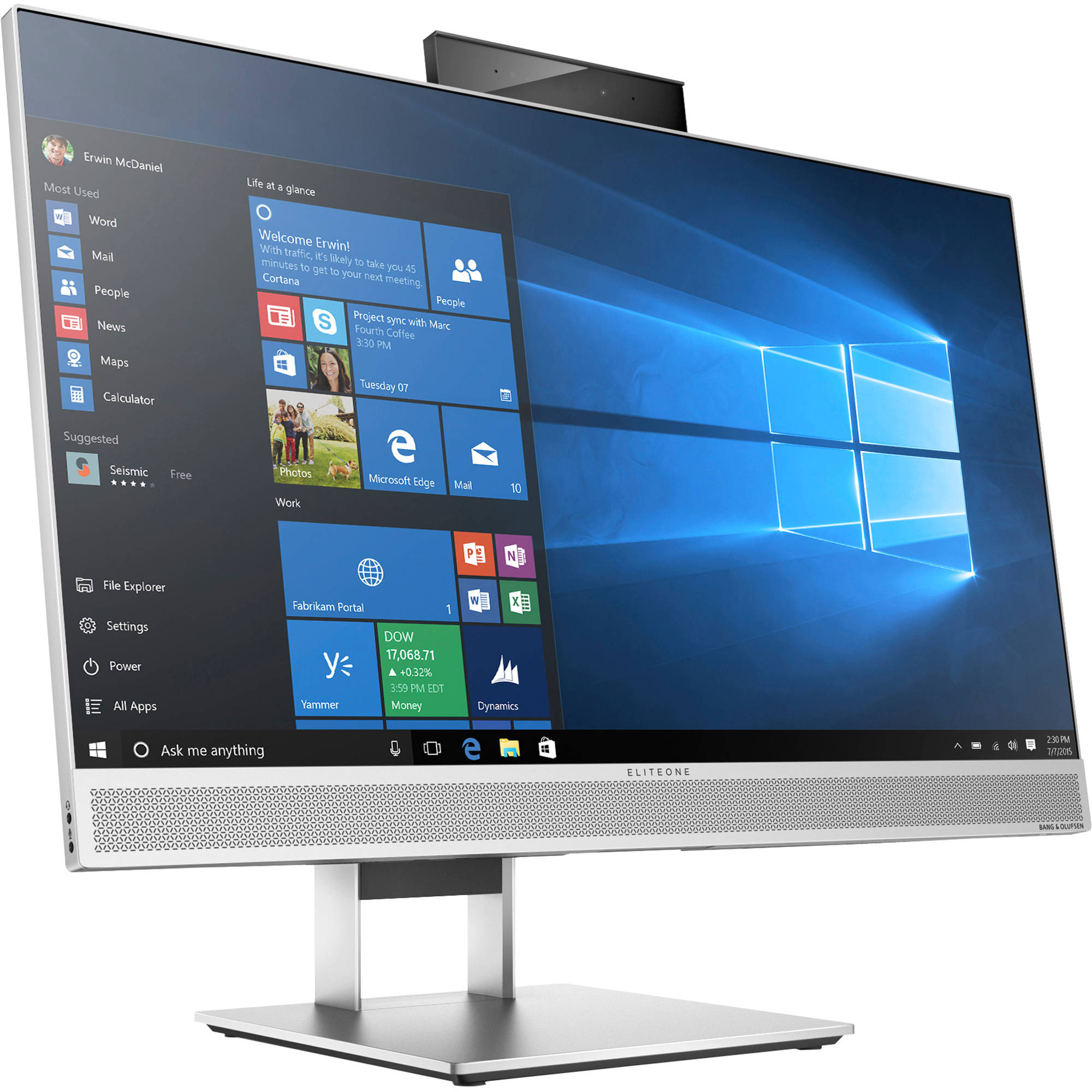 All In One Refurbished HP EliteOne 800 G4, 23.8 Inch Full HD, Intel Core i3-8100T 2.40-3.10GHz, 8GB DDR4, 256GB SSD, Webcam, Picior universal, Touchscreen + Windows 11 Pro
