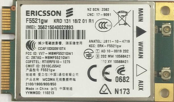 Modul 3G Laptop Ericsson F5521gw WWAN Mobile Broadband MiniPCI Express Mini-Card