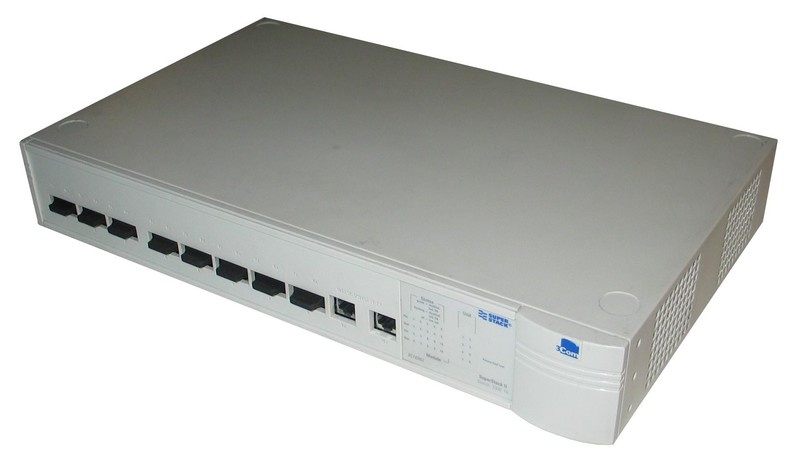 3COM SuperStack II Switch 3300 FX, 8 porturi fibra, 2 porturi RJ-45, Rackabil
