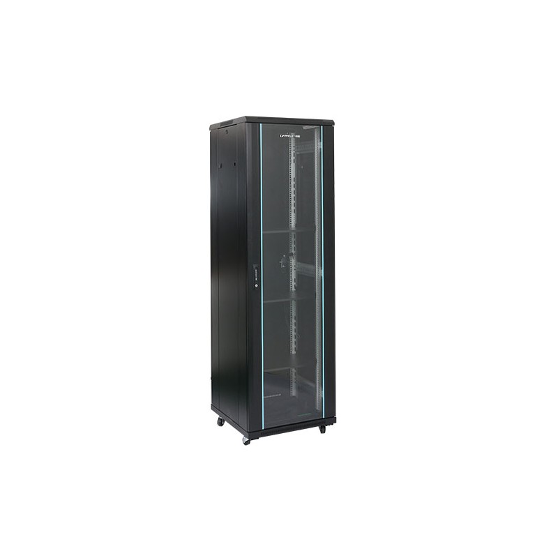 Imagine produs: Rack 32U 600x800, montare pe podea, usa din sticla, panouri laterale detasabile si securizate, dezasamblat, culoare negru RAL 9004, DATEUP