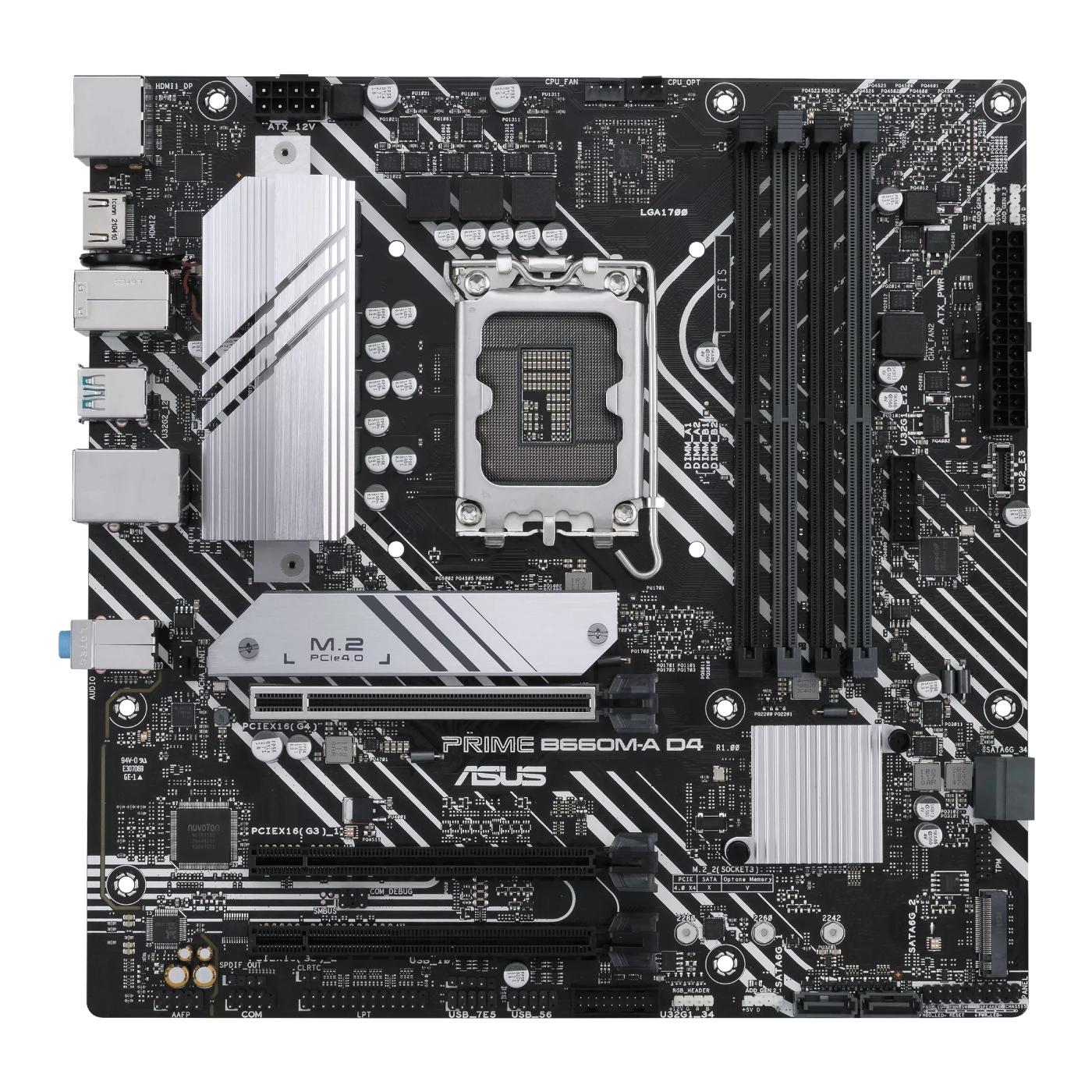 Placa de baza Second Hand Asus PRIME B660M-A D4, Socket LGA1700 pentru Intel gen 12/13/14, mATX, Shield, Cooler
