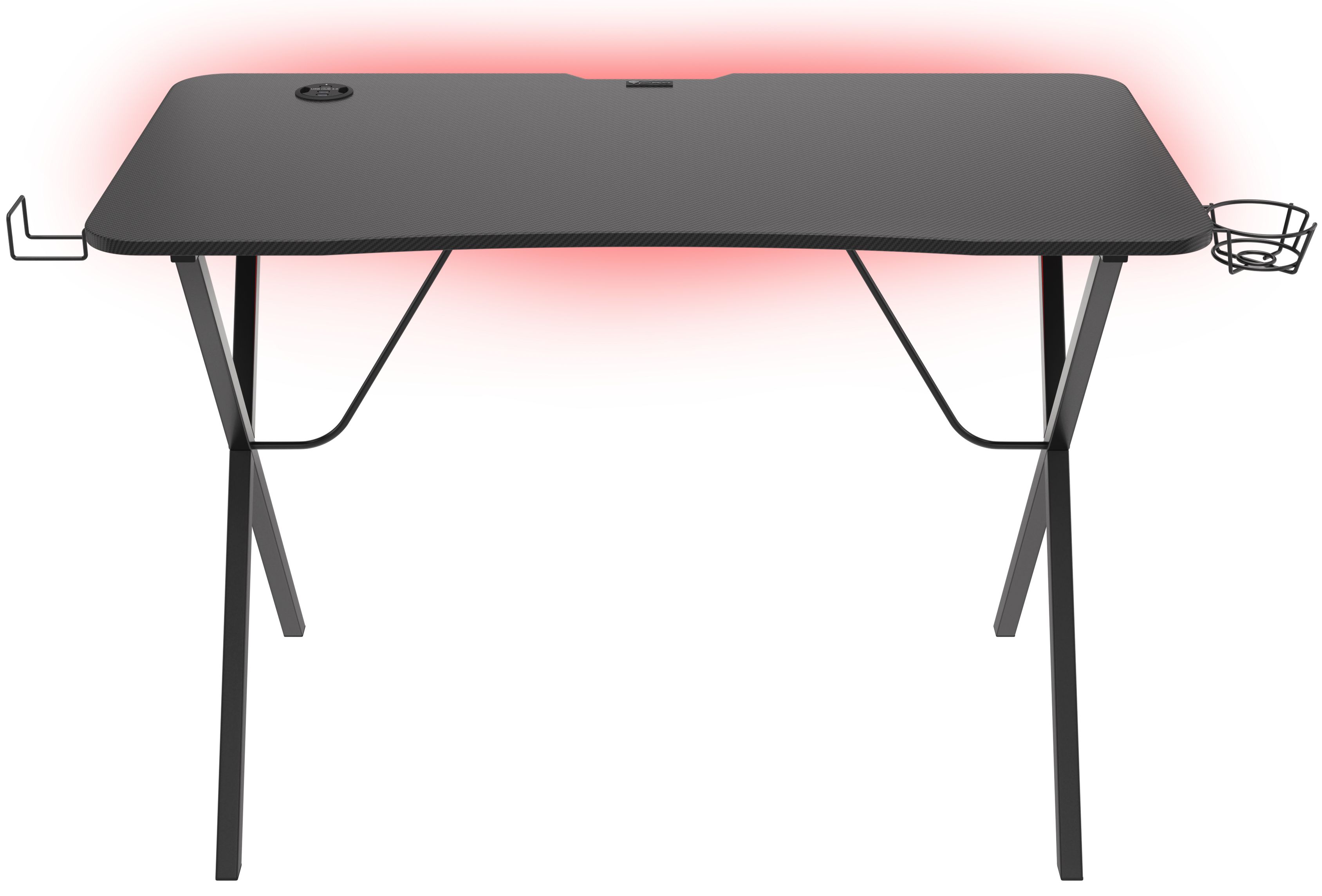 Birou Gaming Genesis Holm 200 RGB, 113x60x75cm, 3 x USB 3.0, suport casti, suport cana, organizator cabluri, MDF si otel, negru