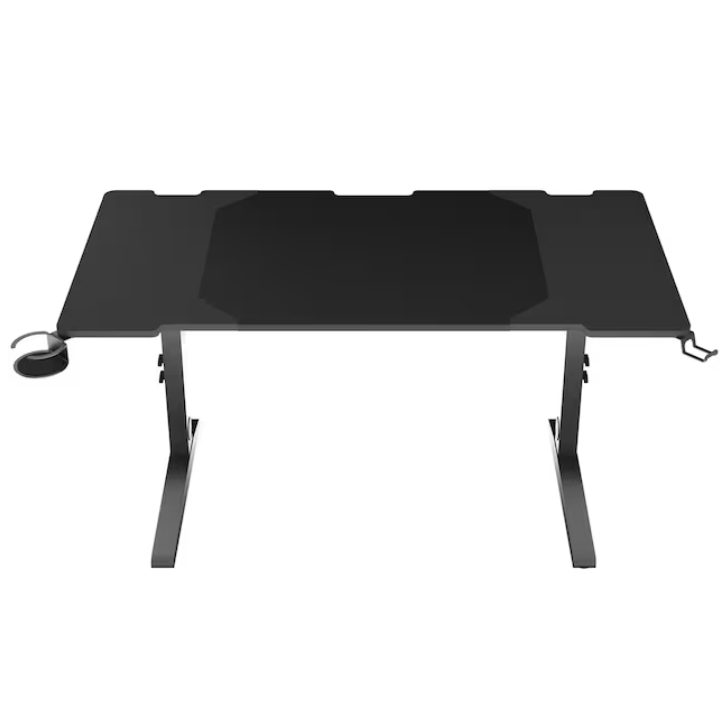 Birou Gaming Genesis Holm Modular 140, 140x75cm, înălțime reglabilă 70-90cm, iluminare LED RGB, MDF si otel, negru