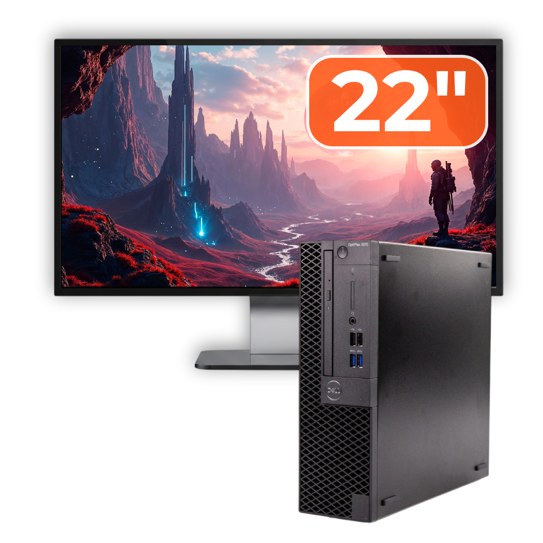 Pachet Calculator Second Hand DELL OptiPlex 3070 SFF, Intel Core i5-9400 2.90-4.10GHz, 16GB DDR4, 256GB SSD + Monitor 22"