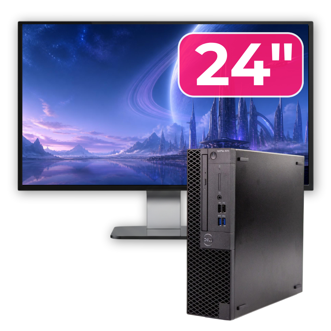 Pachet Calculator Second Hand DELL OptiPlex 3070 SFF, Intel Core i5-8700 3.20-4.60GHz, 8GB DDR4, 256GB SSD + Monitor 24"