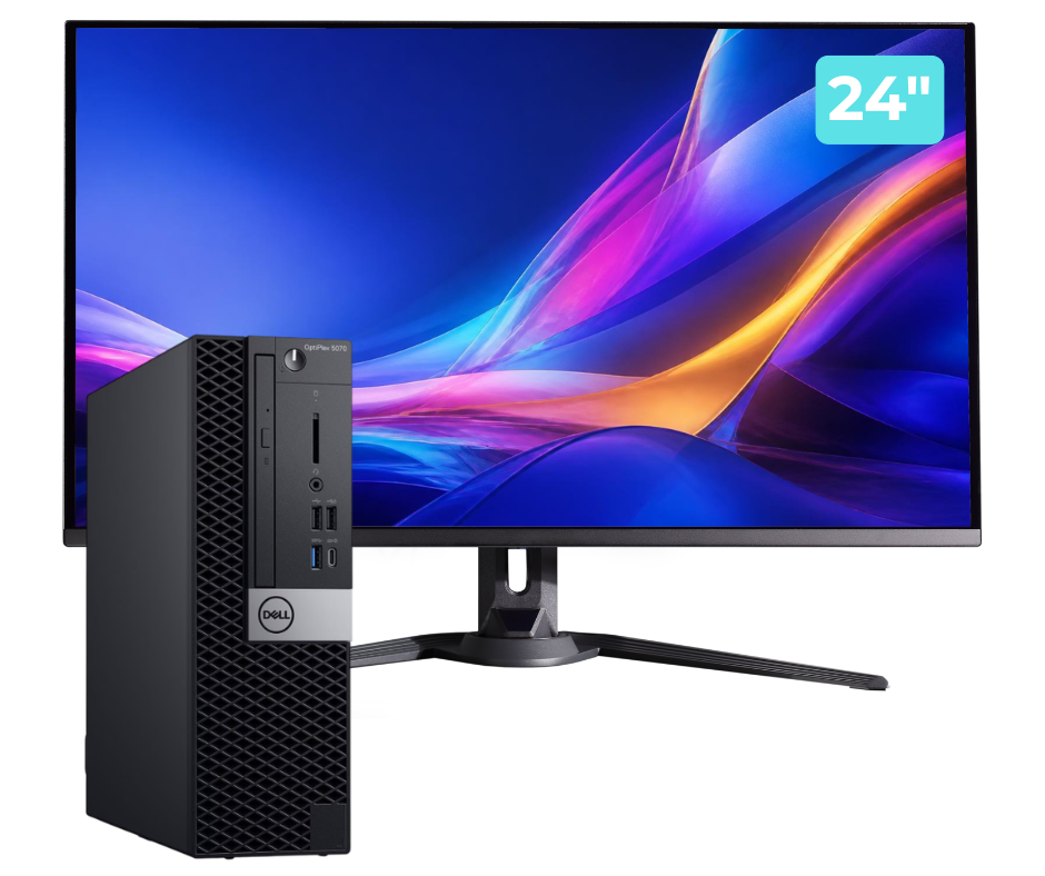 Pachet Calculator Second Hand DELL OptiPlex 5070 SFF, Intel Core i5-9400 2.90-4.10GHz, 8GB DDR4, 256GB SSD + Monitor 24"