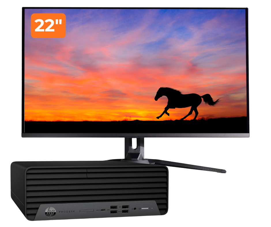Pachet PC Second Hand HP EliteDesk 800 G6 SFF, Intel Core i5-10500 3.10-4.50GHz, 8GB DDR4, 256GB NVMe SSD + Monitor 22"