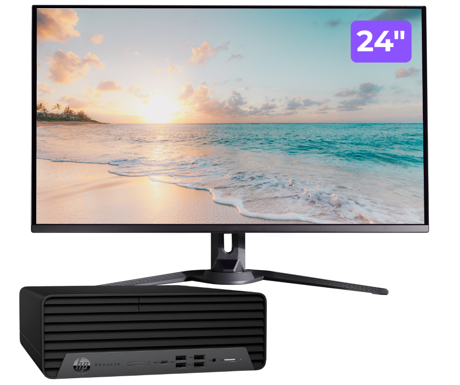 Pachet PC Second Hand HP EliteDesk 800 G6 SFF, Intel Core i5-10500 3.10-4.50GHz, 8GB DDR4, 256GB NVMe SSD + Monitor 24"