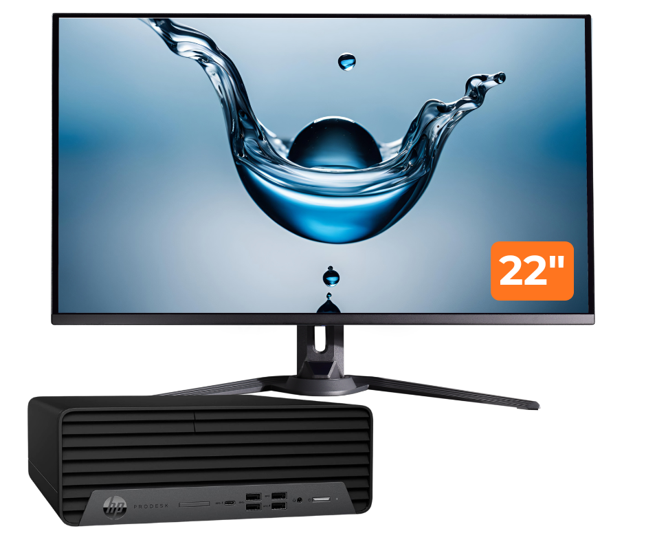 Pachet PC Second Hand HP ProDesk 400 G7 SFF, Intel Core i5-10500 3.10 - 4.50GHz, 8GB DDR4, 256GB NVMe SSD + Monitor 22"