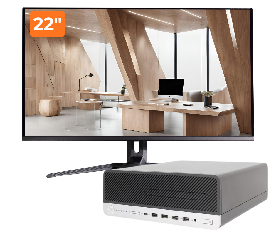Pachet PC Second Hand HP ProDesk 600 G4 SFF, Intel Core i5-8500 3.00 - 4.10GHz, 8GB DDR4, 256GB NVMe SSD + Monitor 22"