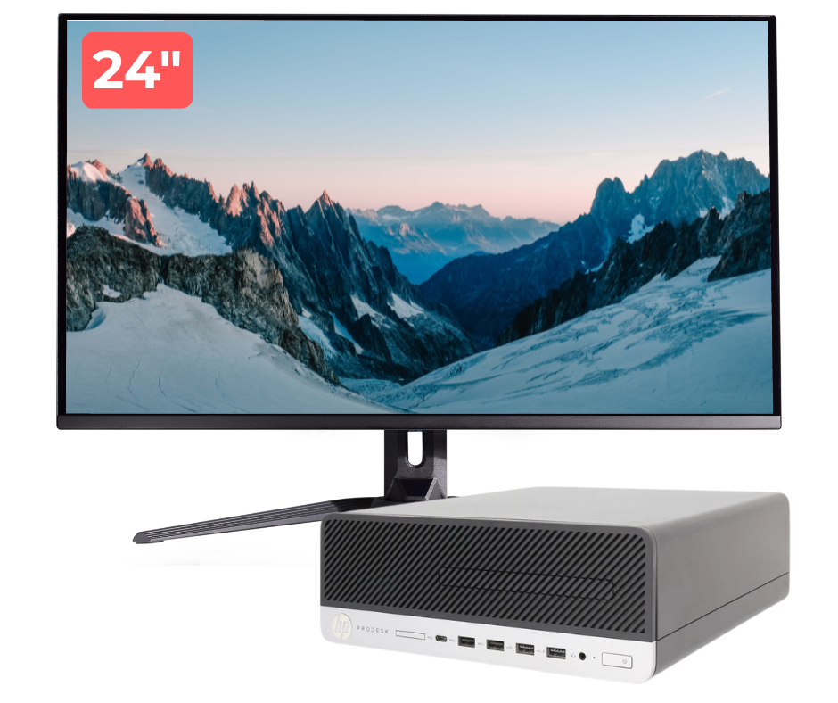 Pachet PC Second Hand HP ProDesk 600 G4 SFF, Intel Core i5-8500 3.00 - 4.10GHz, 8GB DDR4, 256GB NVMe SSD + Monitor 24"