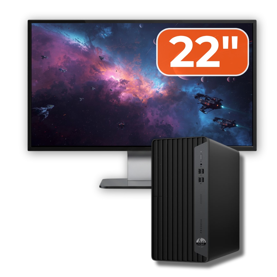Pachet PC Second Hand HP ProDesk 600 G6 MT, Intel Core i5-10400 2.90-4.30GHz, 8GB DDR4, 256GB SSD + Monitor 22"