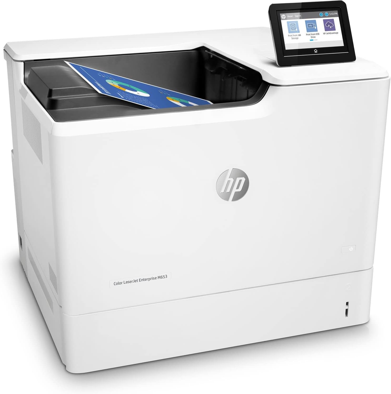 Imprimanta Second Hand Laser Color HP LaserJet Enterprise M653DN, Duplex, A4, 56ppm, 1200 x 1200dpi, USB, Retea, 10.9cm ecran touch