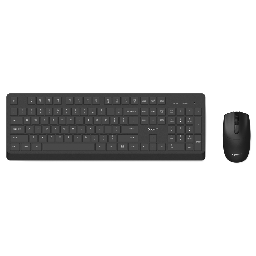 Kit Tastatura + Mouse OptimX Pro KM501W , High Quality, Slim, Silent click, Graphite black, US Layout, Wireless 2.4GHz
