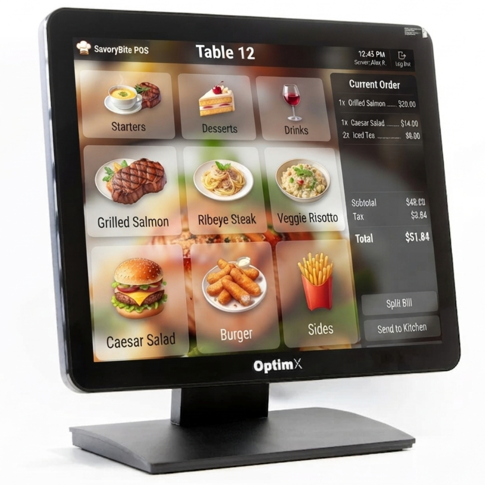 Monitor Touchscreen 19" pentru POS OptimX Pro MY19, 75Hz, HDMI, VGA, USB, VESA – Monitor Tactil Magazin, Restaurant, HoReCa, Gen 2