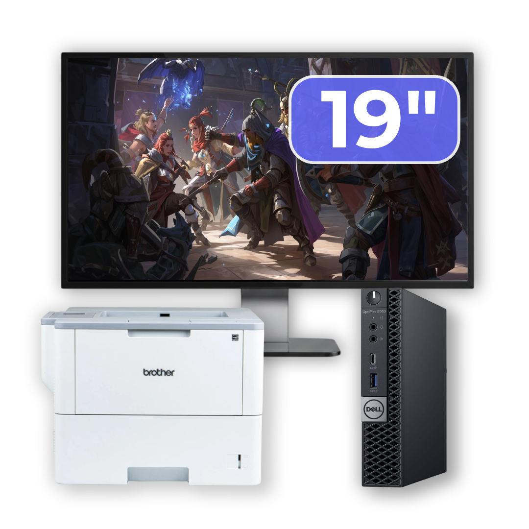 Pachet Calculator Second Hand DELL OptiPlex 5060 Mini PC, Intel Core i5-8500T 2.10-3.50GHz, 8GB DDR4, 256GB SSD + Monitor 19" + Imprimanta Brother HL-L6300DW