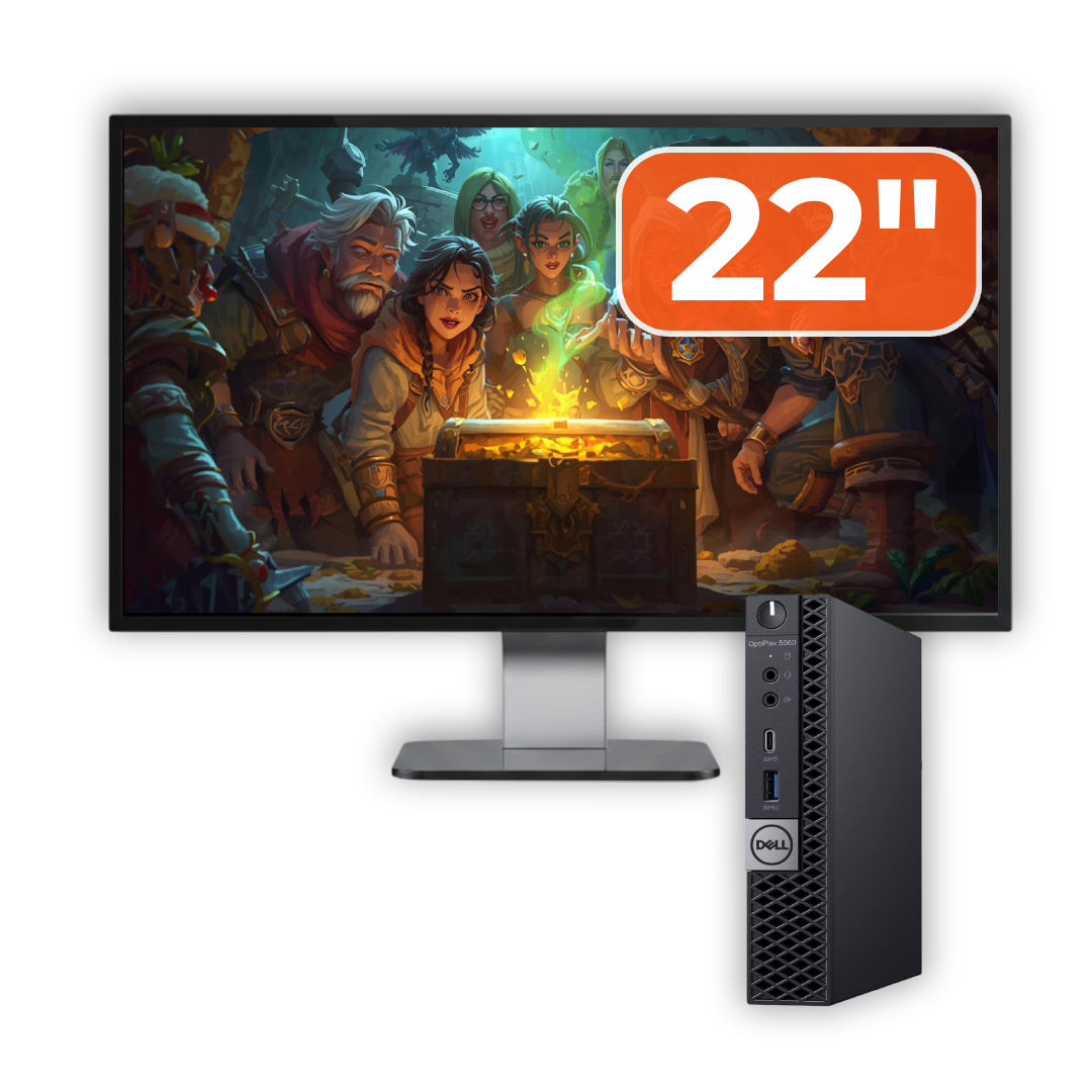 Pachet Calculator Second Hand DELL OptiPlex 5060 Mini PC, Intel Core i5-8500T 2.10-3.50GHz, 8GB DDR4, 256GB SSD + Monitor 22"