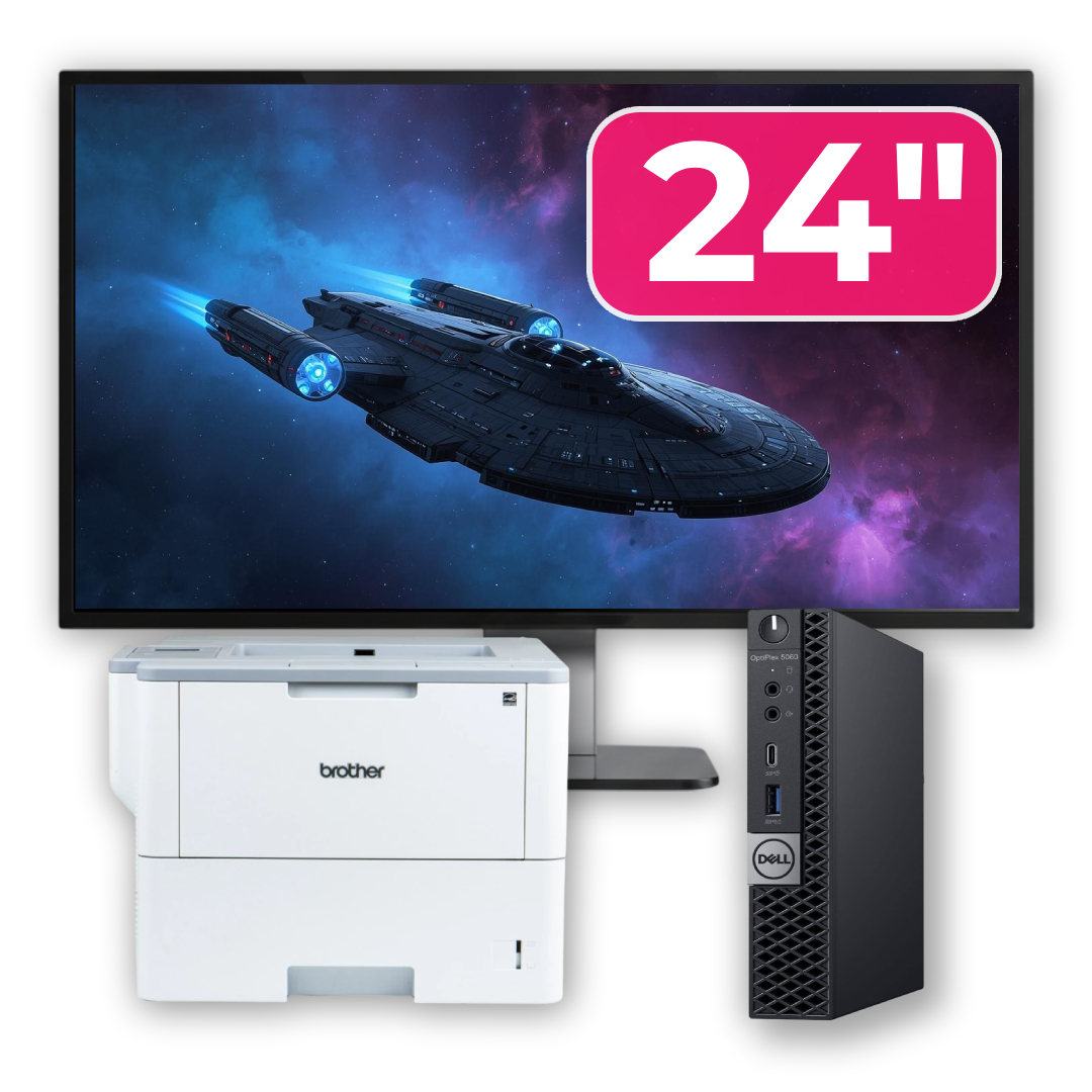 Pachet Calculator Second Hand DELL OptiPlex 5060 Mini PC, Intel Core i5-8500T 2.10-3.50GHz, 8GB DDR4, 256GB SSD + Monitor 24" + Imprimanta Brother HL-L6300DW