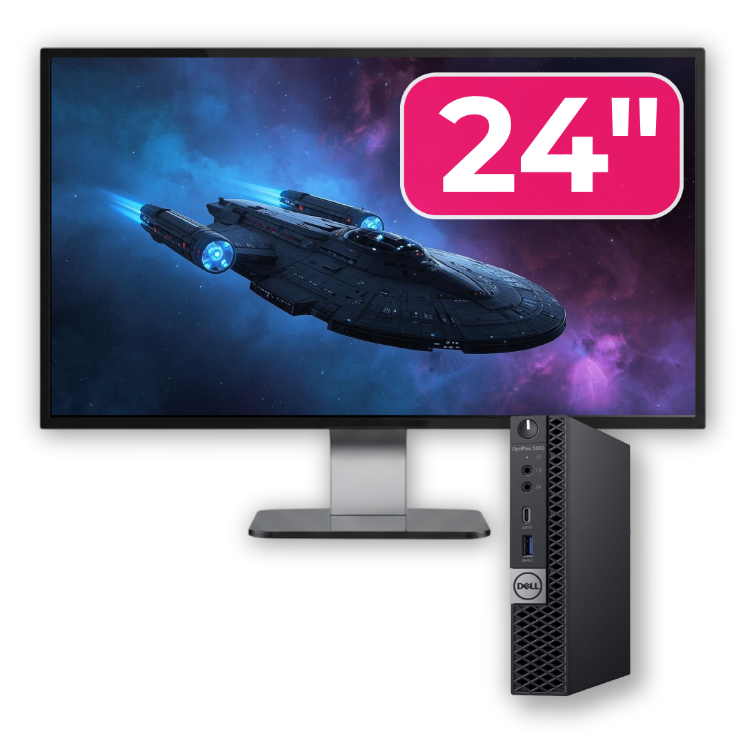 Pachet Calculator Second Hand DELL OptiPlex 5060 Mini PC, Intel Core i5-8500T 2.10-3.50GHz, 8GB DDR4, 256GB SSD + Monitor 24"
