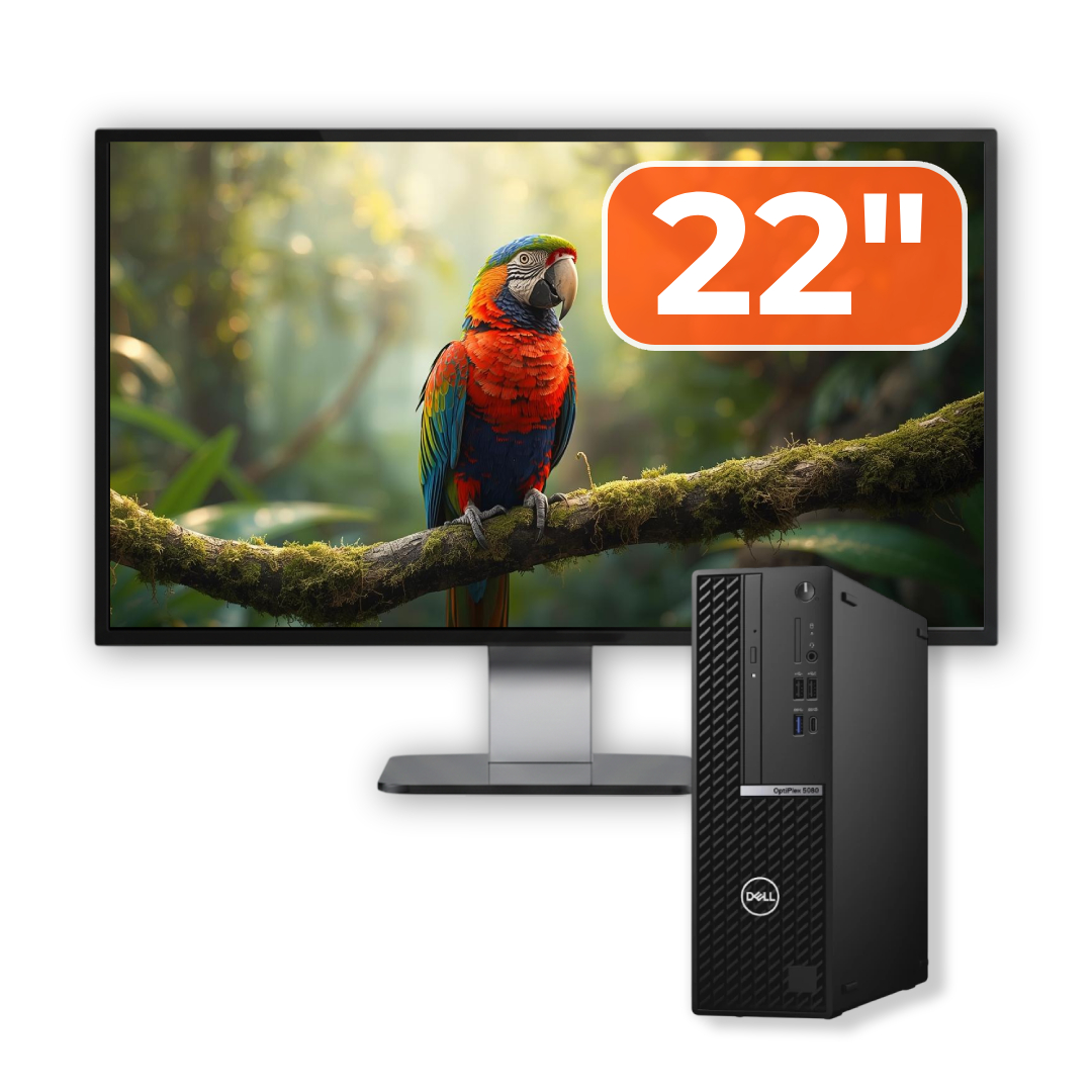 Pachet Calculator Second Hand DELL OptiPlex 5080 SFF, Intel Core i5-10500 3.10 - 4.50GHz, 8GB DDR4, 256GB SSD + Monitor 22"