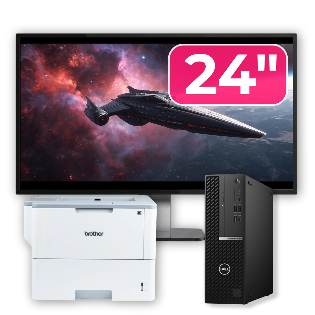 Pachet Calculator Second Hand DELL OptiPlex 5080 SFF, Intel Core i5-10500 3.10 - 4.50GHz, 8GB DDR4, 256GB SSD + Monitor 24" + Imprimanta Brother HL-L6300DW