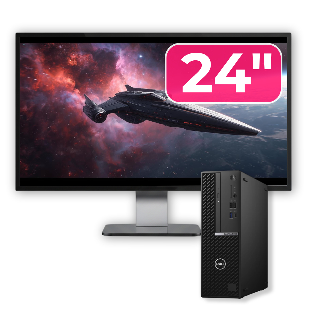 Pachet Calculator Second Hand DELL OptiPlex 5080 SFF, Intel Core i5-10500 3.10 - 4.50GHz, 8GB DDR4, 256GB SSD + Monitor 24"