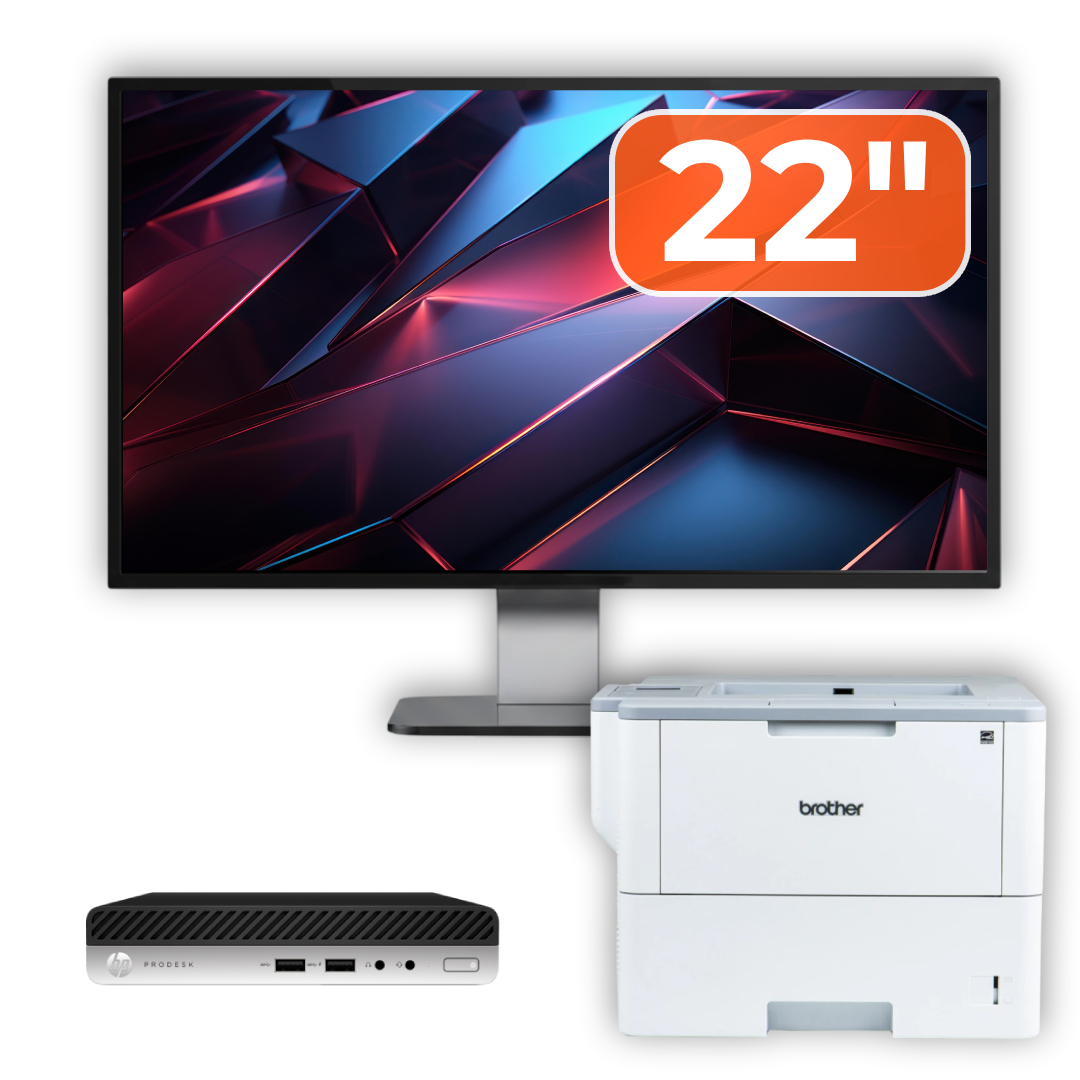 Pachet Calculator Second Hand HP ProDesk 400 G4 Mini PC, Intel Core i5-8500T 2.10 - 3.50GHz, 8GB DDR4, 256GB SSD + Monitor 22" & Imprimanta Brother HL-L6300DW