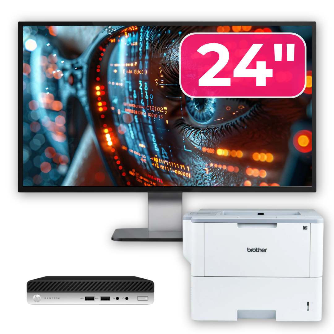 Pachet Calculator Second Hand HP ProDesk 400 G4 Mini PC, Intel Core i5-8500T 2.10 - 3.50GHz, 8GB DDR4, 256GB SSD + Monitor 24" & Imprimanta Brother HL-L6300DW