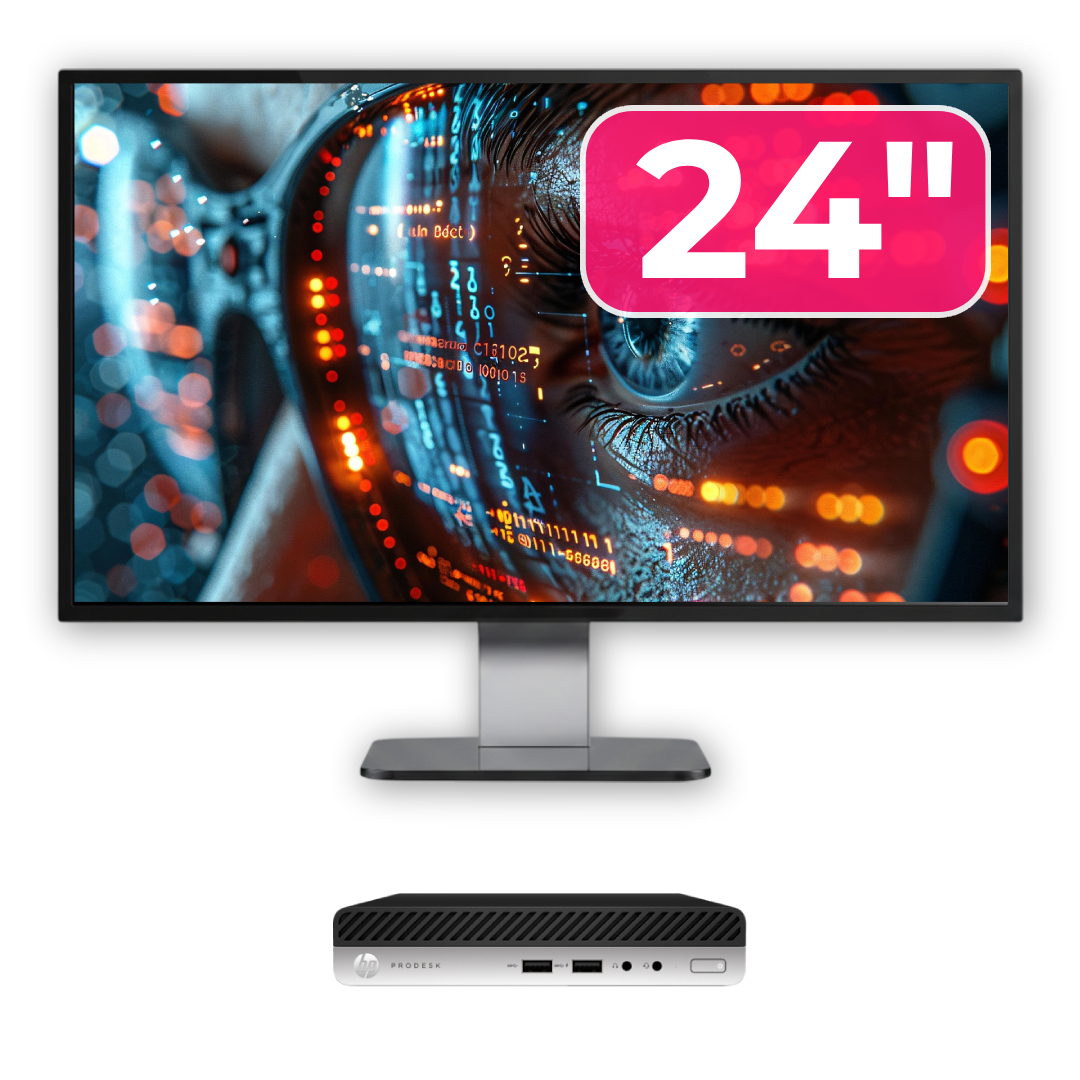 Pachet Calculator Second Hand HP ProDesk 400 G4 Mini PC, Intel Core i3-8100T 3.40GHz, 8GB DDR4, 256GB SSD + Monitor 24"