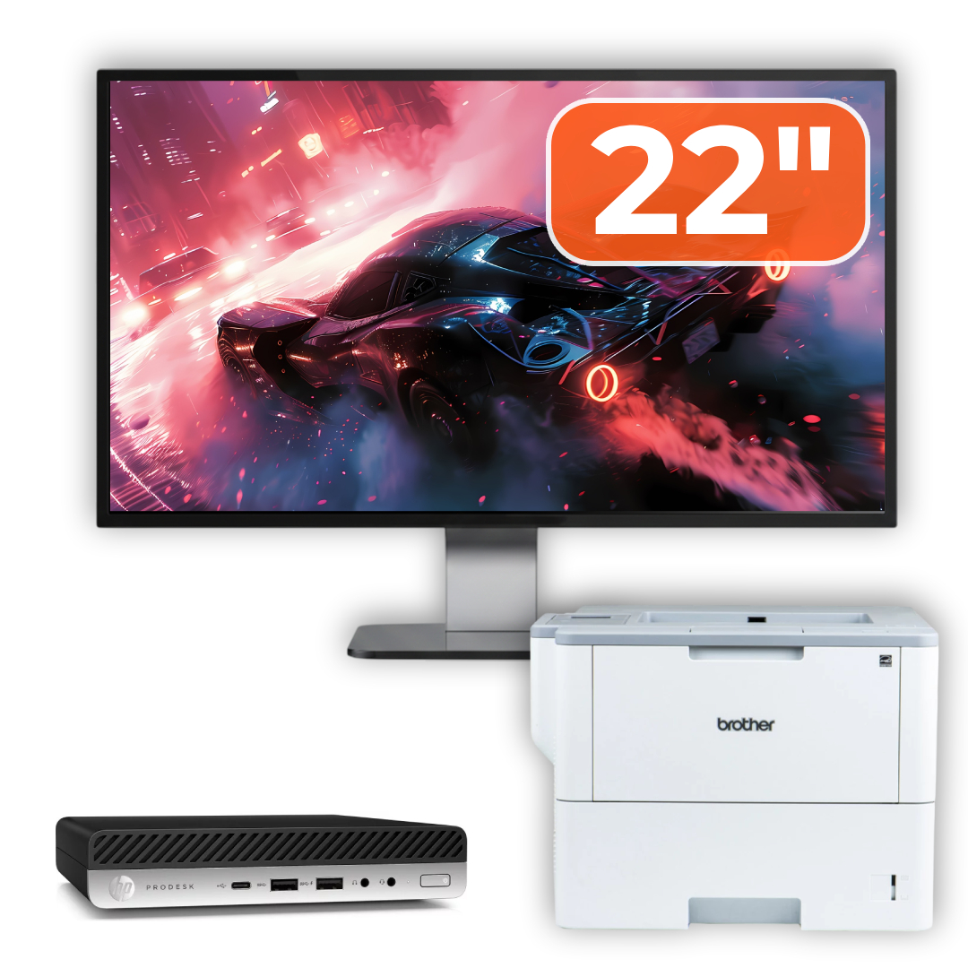 Pachet Calculator Second Hand HP ProDesk 600 G5 Mini, Intel Core i5-8500T 2.10 - 3.50GHz, 8GB DDR4, 256GB SSD + Monitor 22" & Imprimanta Brother HL-L6300DW