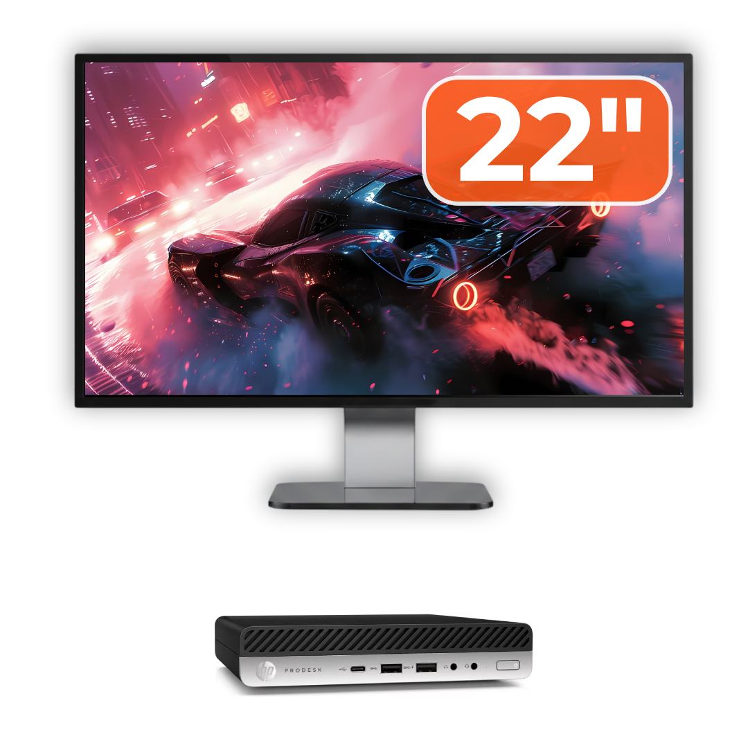Pachet Calculator Second Hand HP ProDesk 600 G5 Mini, Intel Core i5-8500T 2.10 - 3.50GHz, 8GB DDR4, 256GB SSD + Monitor 22"