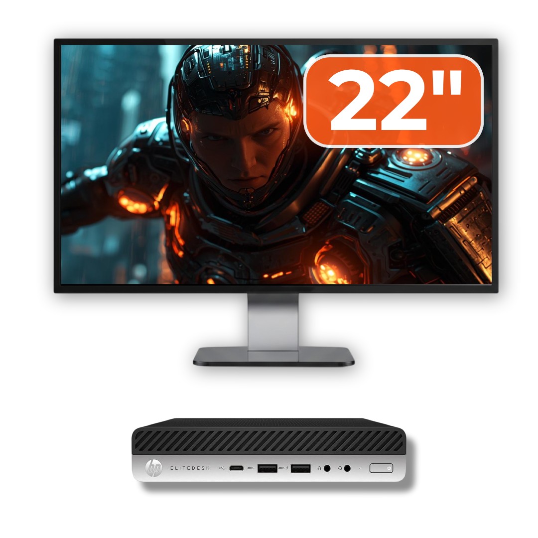 Pachet Calculator Second Hand HP ProDesk 400 G5 Mini PC, Intel Core i5-9500T 2.20 - 3.70GHz, 8GB DDR4, 256GB M.2 SSD + Monitor 22"