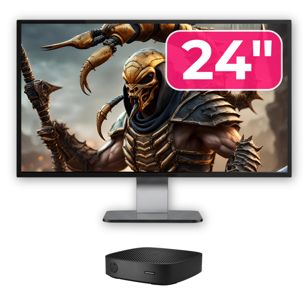 Pachet PC Second Hand HP T430 Thin Client, Intel Celeron N4000 1.10-2.60GHz, 2GB DDR4, 16GB SSD + Monitor 24"