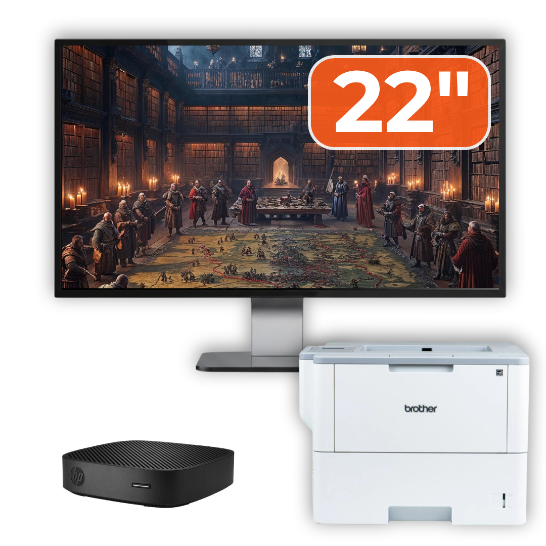 Pachet PC Second Hand HP T430 Thin Client, Intel Celeron N4000 1.10-2.60GHz, 2GB DDR4, 16GB SSD + Monitor 22" & Imprimanta Brother HL-L6300DW