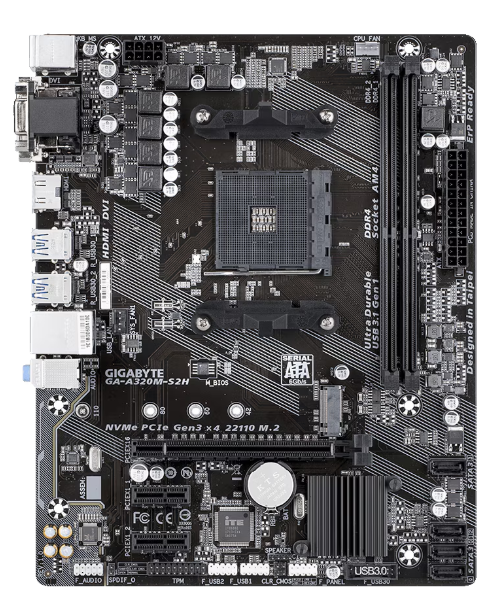 Placa de baza Gigabyte GA-A320M-S2H, Socket AM4, mATX, bulk