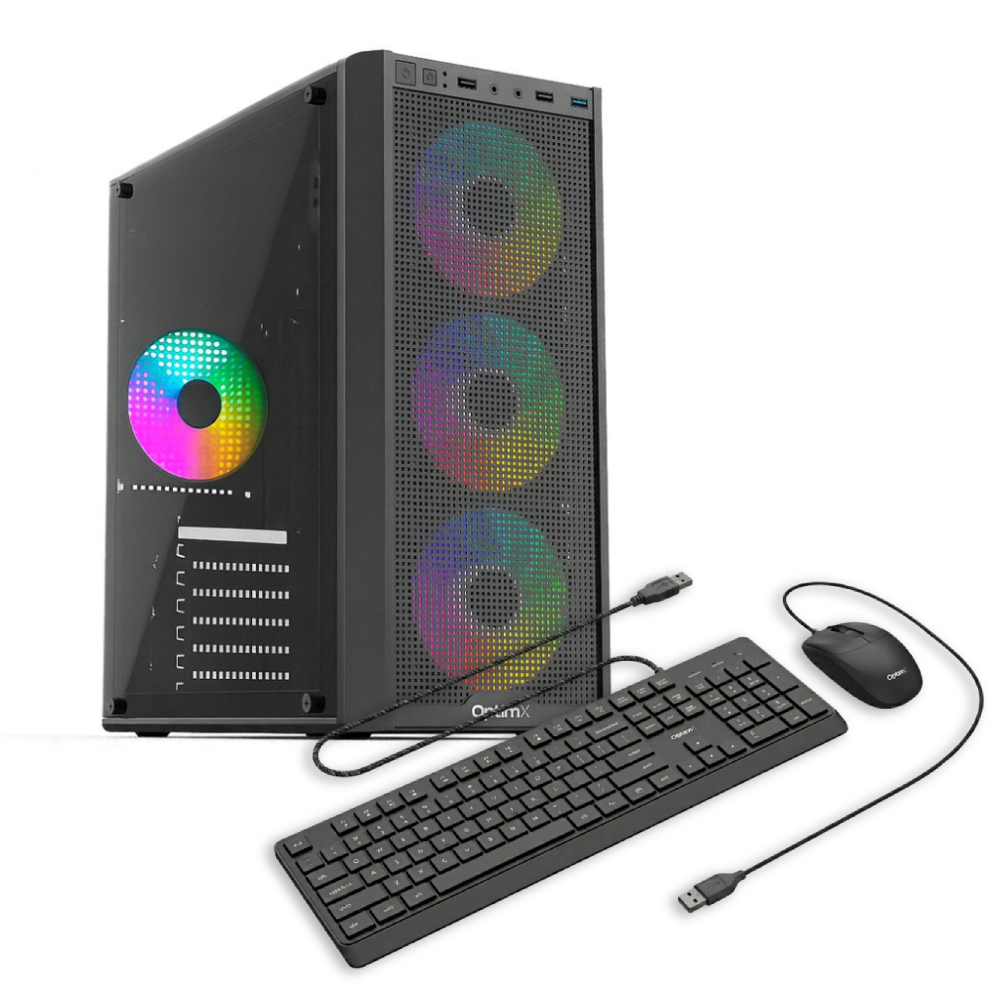 Sistem Desktop PC Gaming OptimX Prime Nova, Intel Core i5 10400F, 16GB DDR4, 480Gb SSD, Radeon RX 580 8Gb GDDR5 , Cadou kit tastatura si mouse OptimX KM500