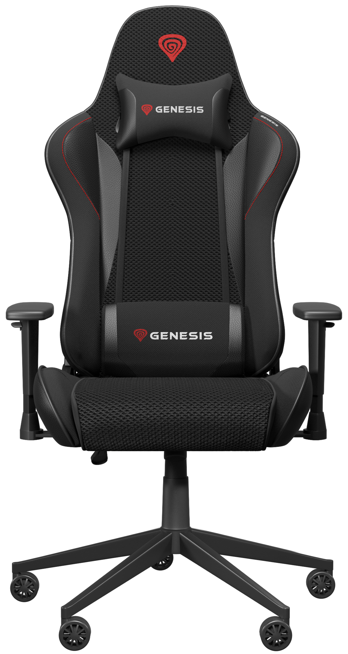 Scaun Gaming GENESIS Nitro 440 G2 Black Mesh, Piele Ecologică + Polyester, Reglabil pe Înălțime, Spătar 150°, max 120 kg, iluminare RGB, negru