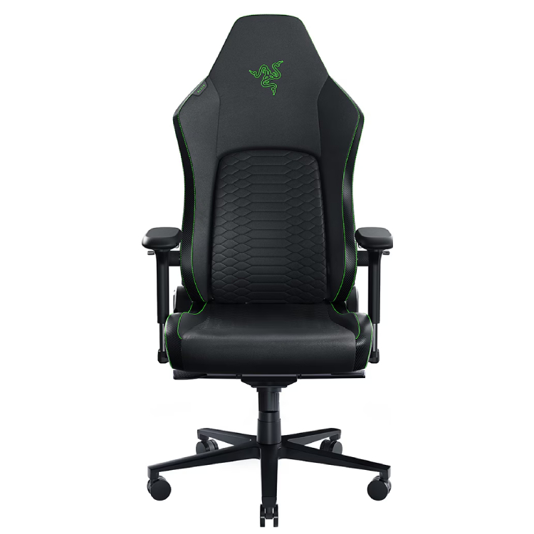 Scaun Gaming Razer Iskur V2 NewGen, Gen-2 EPU Leather, Suport Lombar Integrat, Tetieră Memory Foam, Cotiere 4D, Spătar 152°, Piston Gaz Clasa 4, 136 kg, Negru/Verde