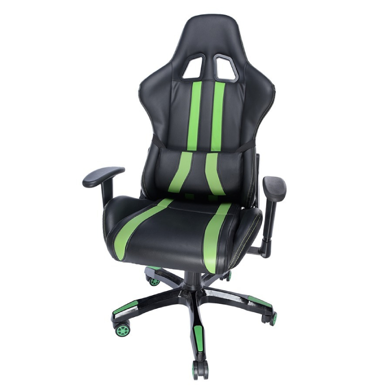 Scaun Gaming SPACER SPCH-TRINITY-GRN, Imitație Piele + Material Textil, Reglabil pe Înălțime, Spătar 135°, Brațe Ajustabile, 120 kg, Negru/Verde